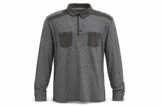 Front view of Next Men's Grey Cotton Long Sleeve Casual Button-Up Shirt, size M