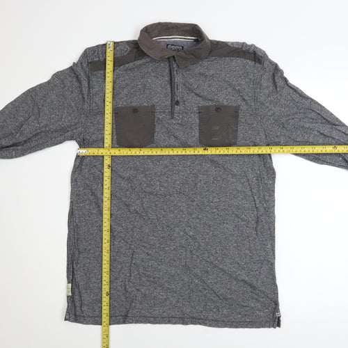 Next Men's Grey Cotton Long Sleeve Casual Button-Up Shirt Size M