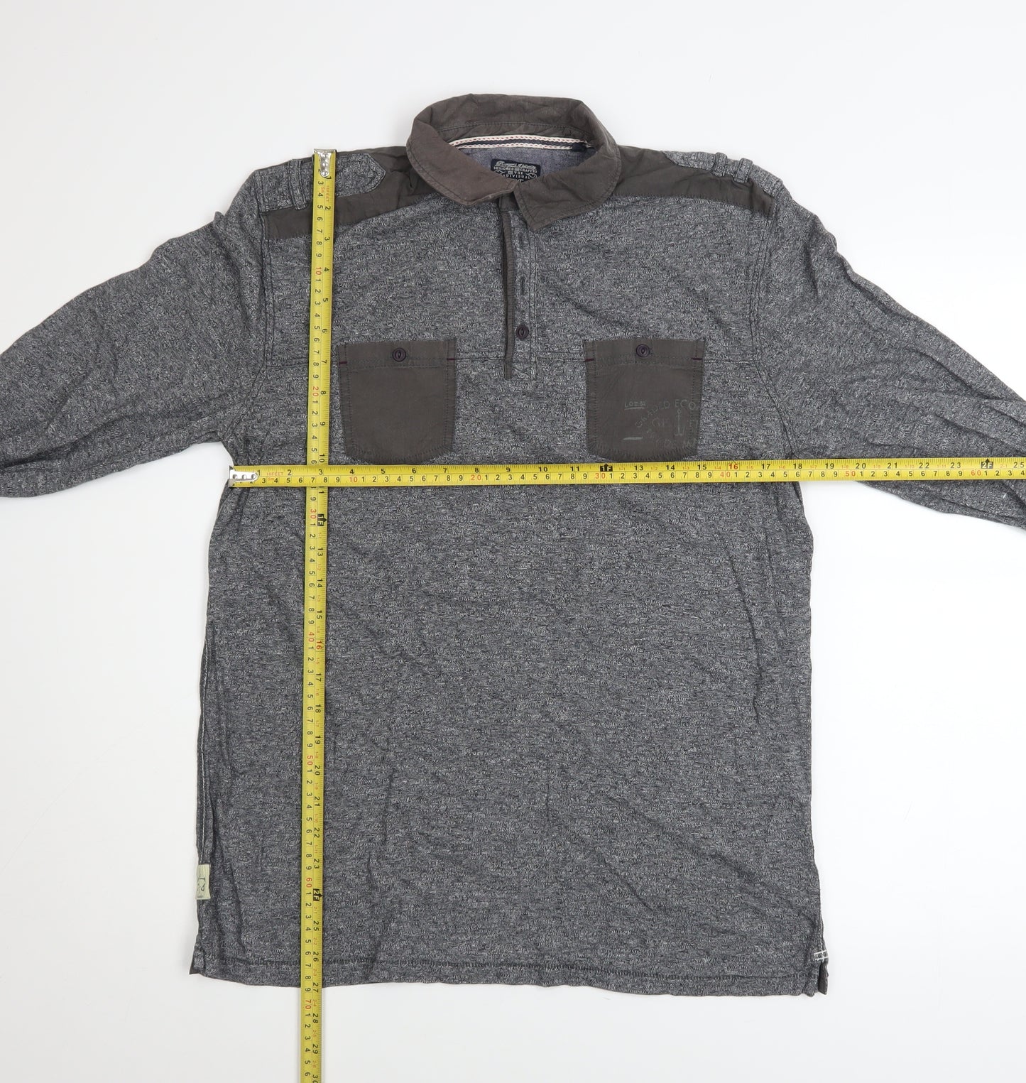 Next Men's Grey Cotton Long Sleeve Casual Button-Up Shirt Size M
