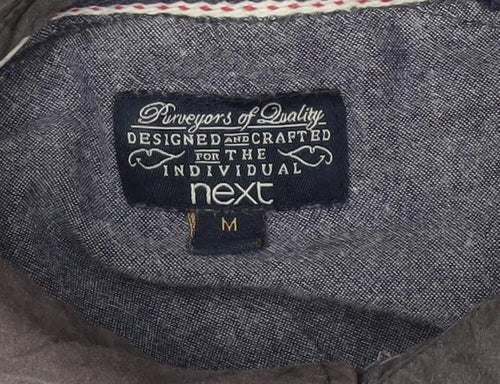 Next Men's Grey Cotton Long Sleeve Casual Button-Up Shirt Size M