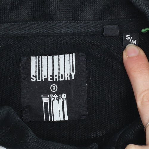 Superdry Men's Black Cotton Polo Shirt Size S Regular Fit