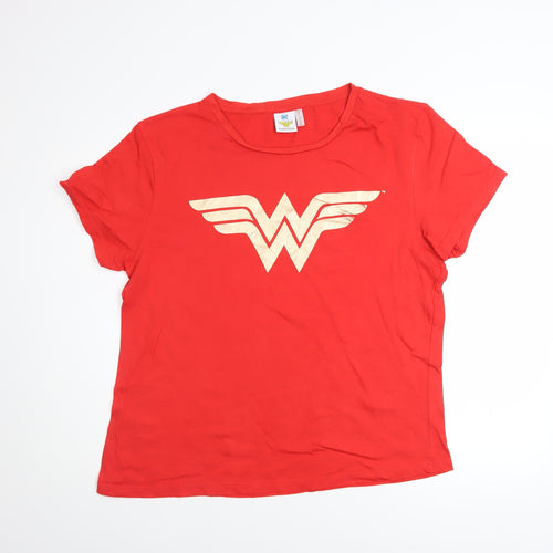 DC Wonder Woman Women's Red Cotton Short Sleeve T-Shirt UK 18