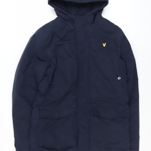 Lyle & Scott Junior Boys Blue Hooded Parka Coat 14-15 Years Polyester