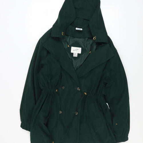 Jacqueline Ferrar Womens Green Petite Large Hooded Anorak Jacket