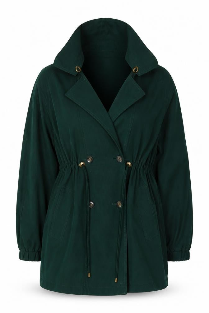 Jacqueline Ferrar Womens Green Petite Large Hooded Anorak Jacket