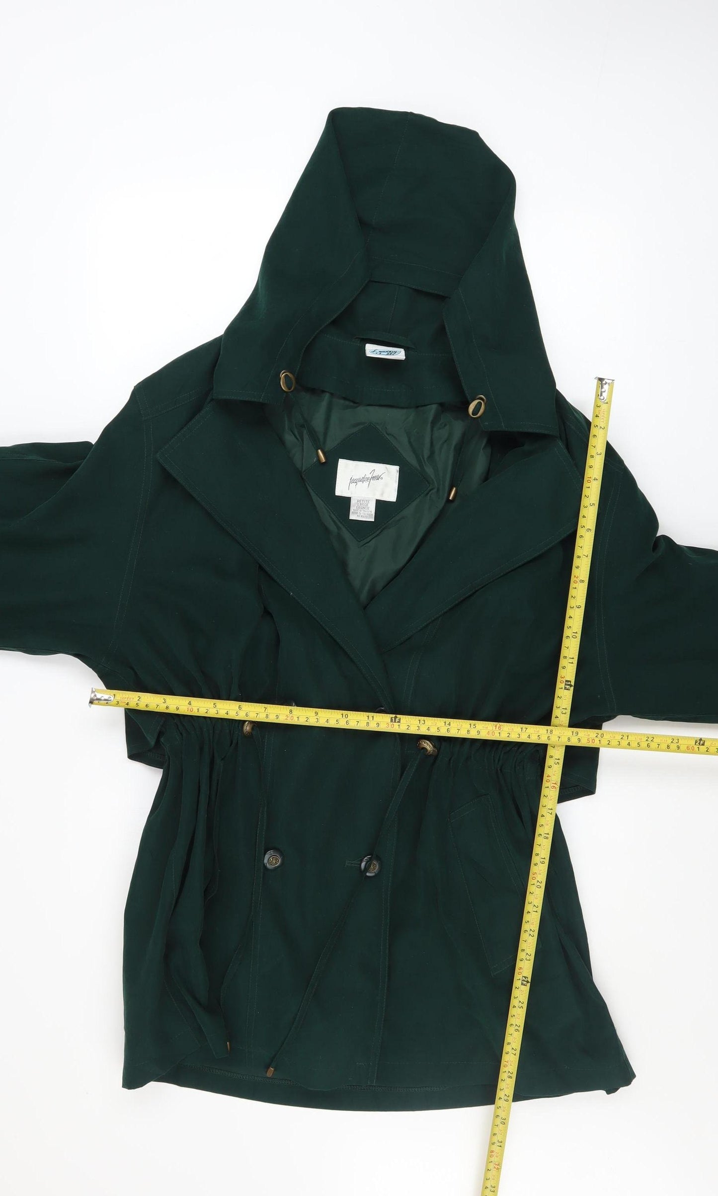Jacqueline Ferrar Womens Green Petite Large Hooded Anorak Jacket