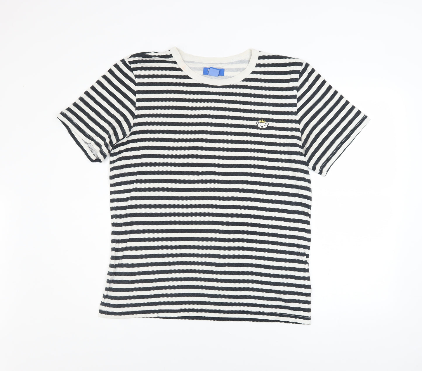 Adidas Men's Black & White Striped Cotton T-Shirt M Classic Fit