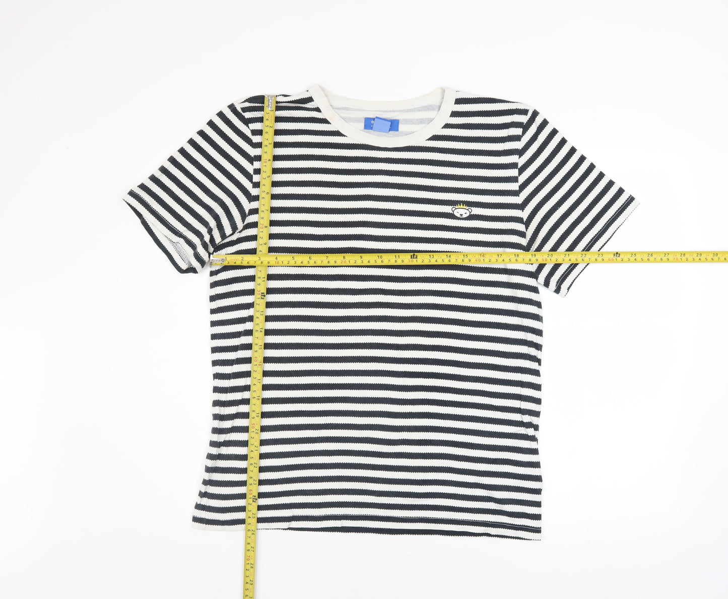 Adidas Men's Black & White Striped Cotton T-Shirt M Classic Fit