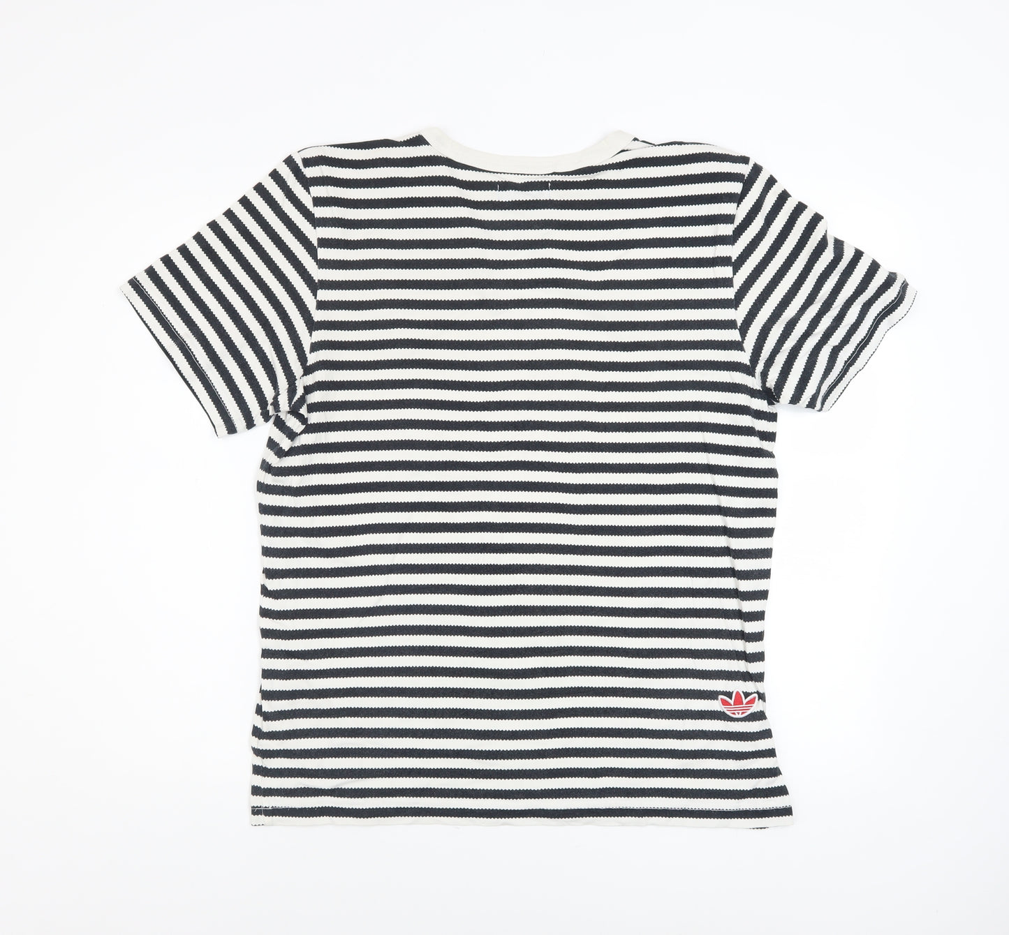 Adidas Men's Black & White Striped Cotton T-Shirt M Classic Fit