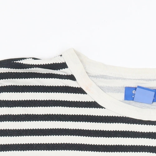 Adidas Men's Black & White Striped Cotton T-Shirt M Classic Fit