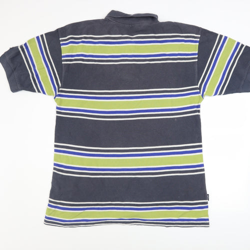 FILA Men's Blue Striped Cotton Retro Polo Shirt Size L