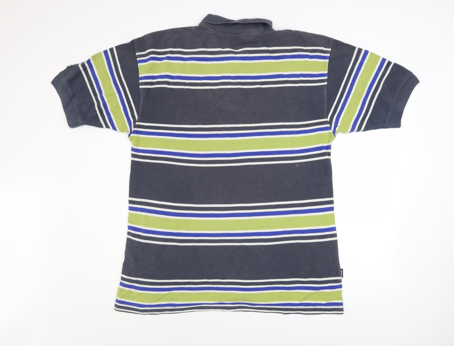FILA Men's Blue Striped Cotton Retro Polo Shirt Size L