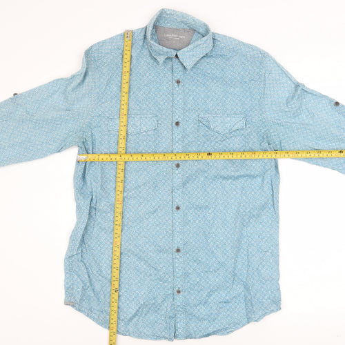 Calvin Klein Jeans Men’s Blue Floral Cotton Long Sleeve Button-Up Shirt Size S