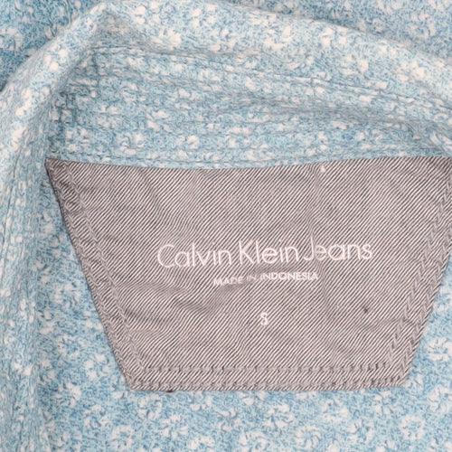 Calvin Klein Jeans Men’s Blue Floral Cotton Long Sleeve Button-Up Shirt Size S