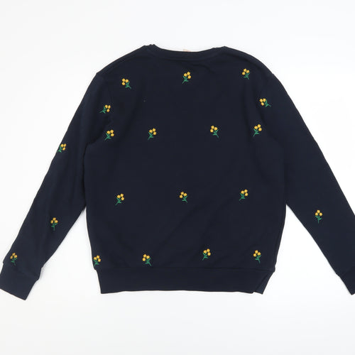 Mauvette Women's Navy Floral Embroidered Pullover Sweatshirt Size 8