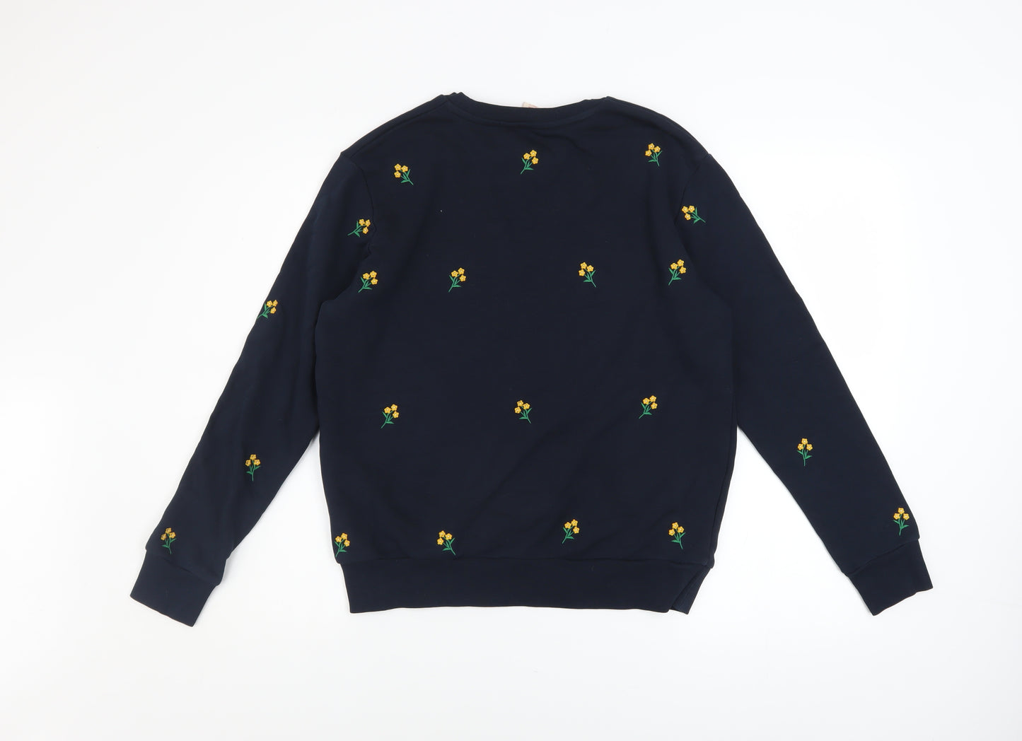 Mauvette Women's Navy Floral Embroidered Pullover Sweatshirt Size 8
