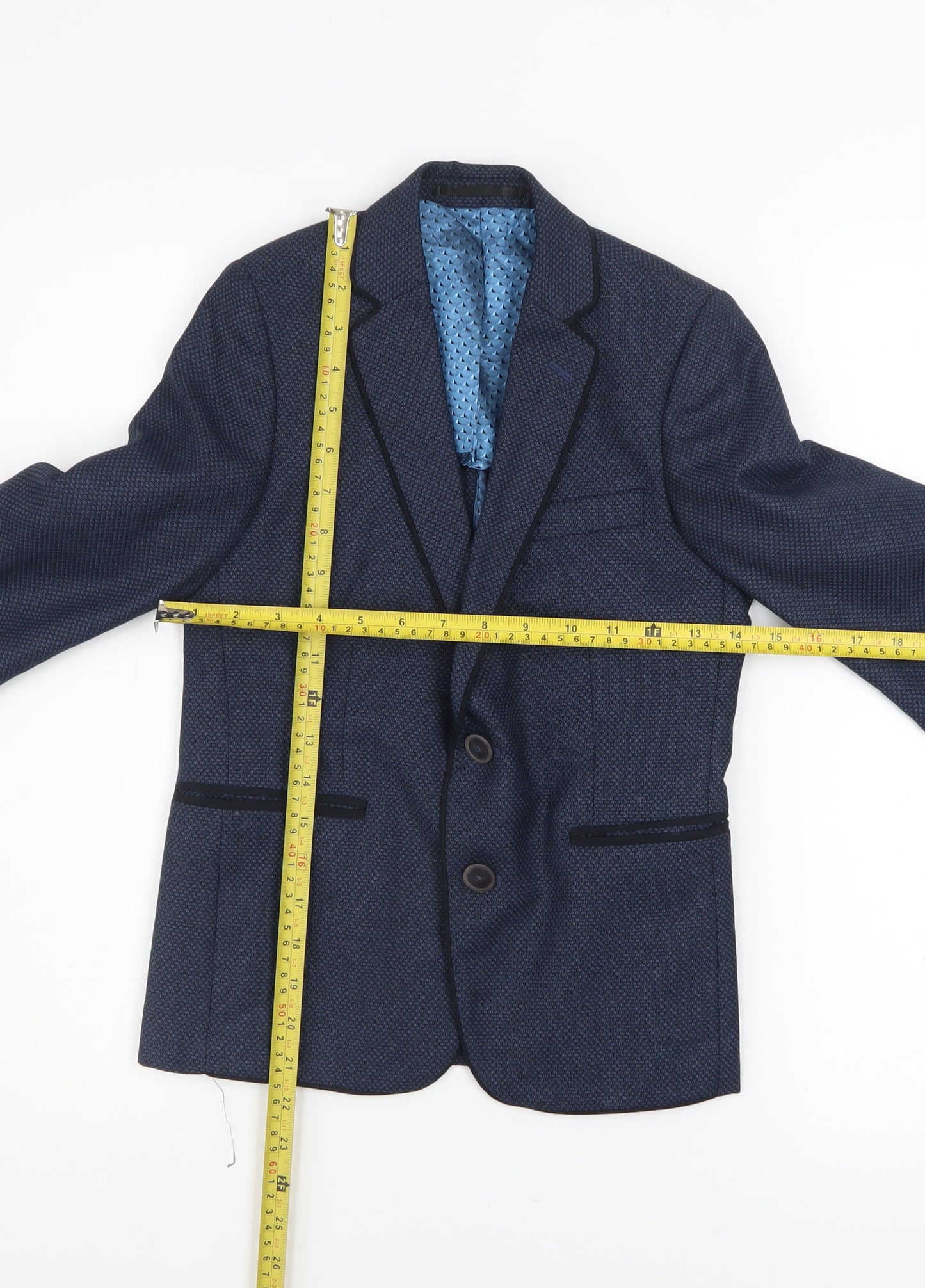 1880 Club Boys Blue Geometric Blazer 5 Years Two-Button Formal Jacket