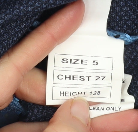 1880 Club Boys Blue Geometric Blazer 5 Years Two-Button Formal Jacket