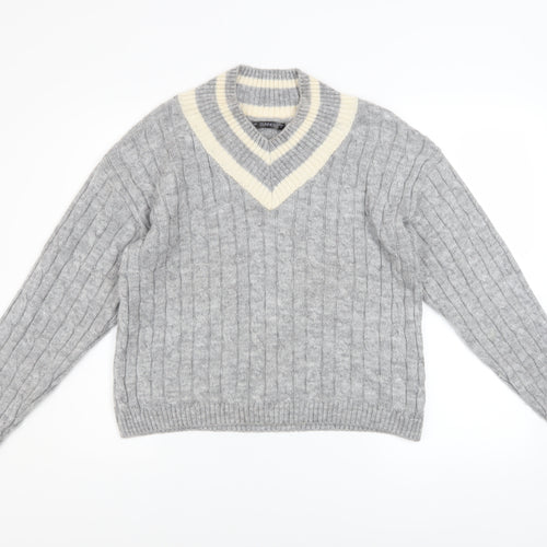 Dunnes Stores Womens Grey Cable-Knit V-Neck Jumper Size S