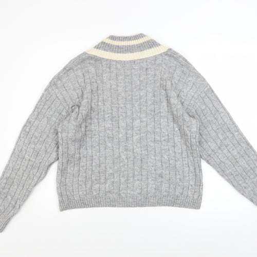 Dunnes Stores Womens Grey Cable-Knit V-Neck Jumper Size S