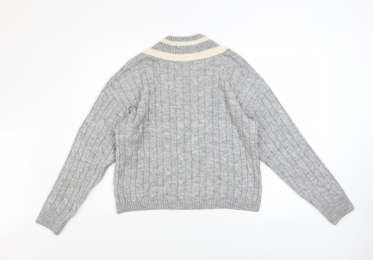 Dunnes Stores Womens Grey Cable-Knit V-Neck Jumper Size S