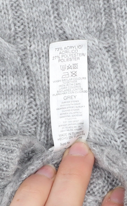 Dunnes Stores Womens Grey Cable-Knit V-Neck Jumper Size S
