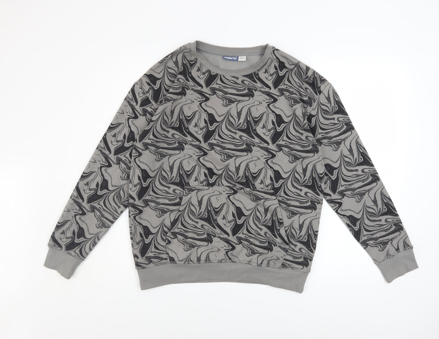 Pepperts Boys Grey Geometric Print Pullover Sweatshirt Size 12-13 Years
