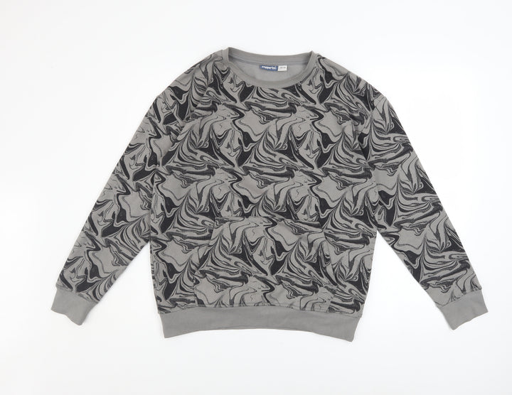 Pepperts Boys Grey Geometric Print Pullover Sweatshirt Size 12-13 Years