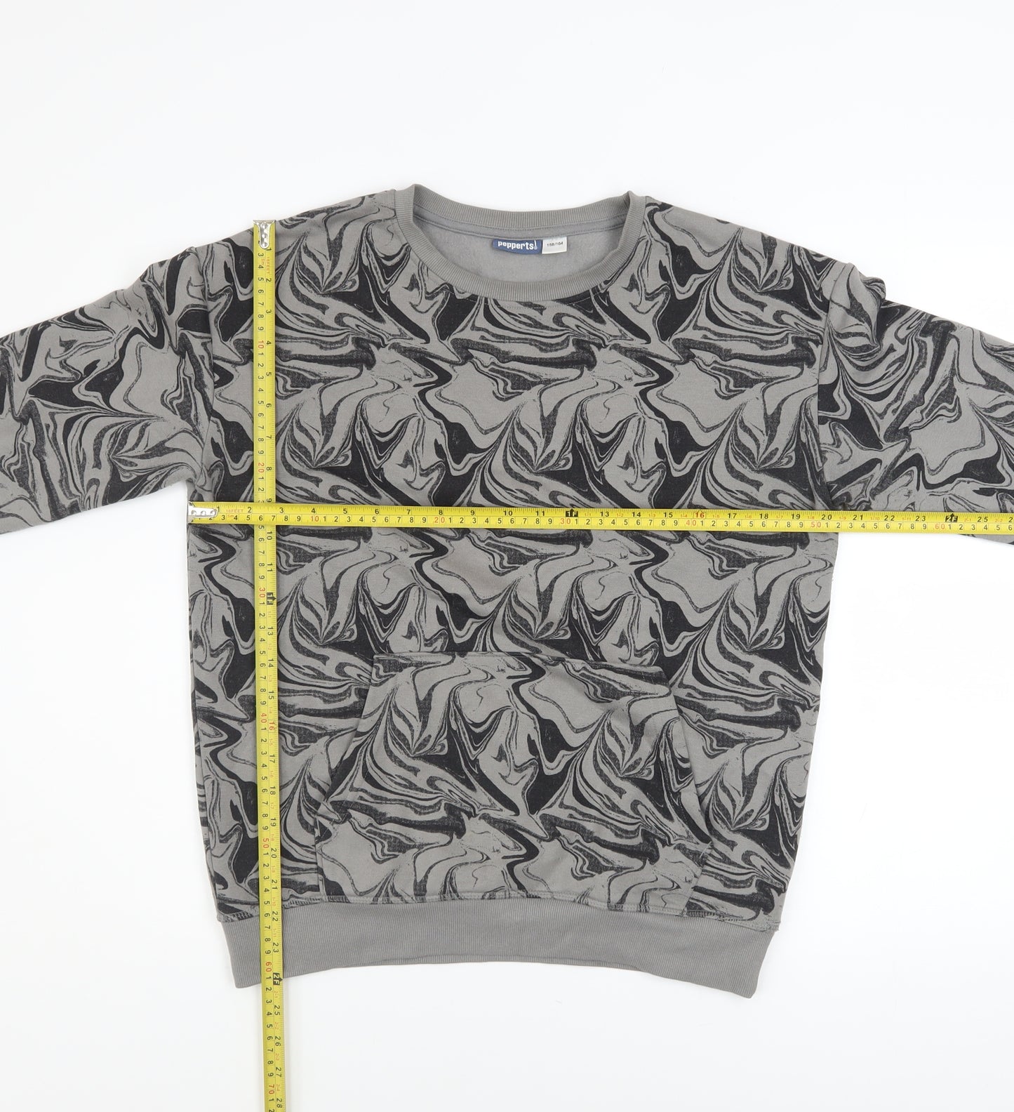Pepperts Boys Grey Geometric Print Pullover Sweatshirt Size 12-13 Years