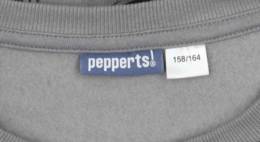 Pepperts Boys Grey Geometric Print Pullover Sweatshirt Size 12-13 Years