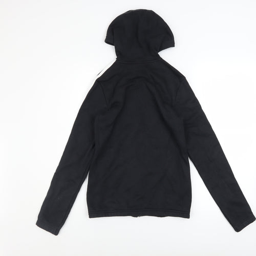 adidas Boys Black Full Zip Hoodie 13-14 Years Regular Fit Sportswear