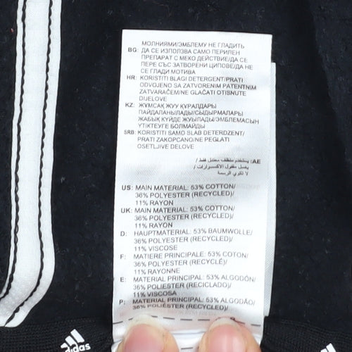 adidas Boys Black Full Zip Hoodie 13-14 Years Regular Fit Sportswear