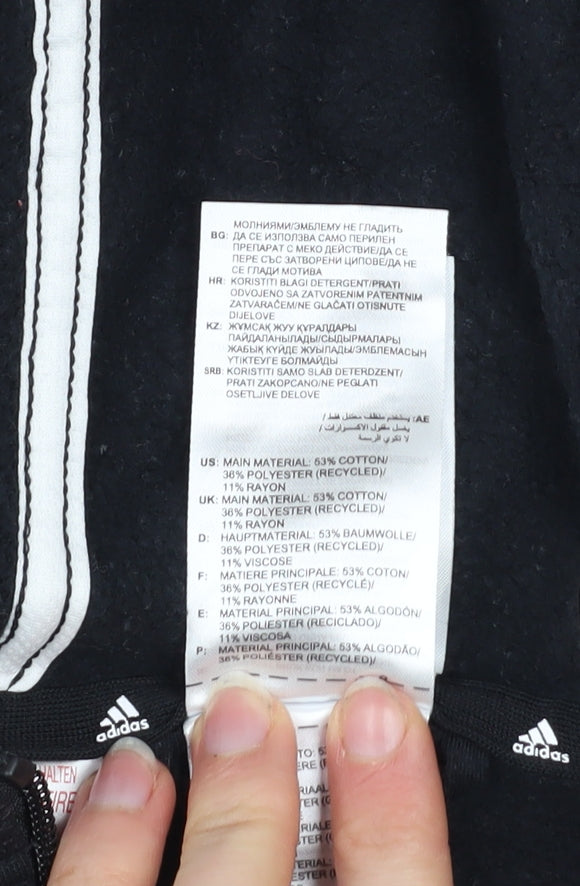 adidas Boys Black Full Zip Hoodie 13-14 Years Regular Fit Sportswear