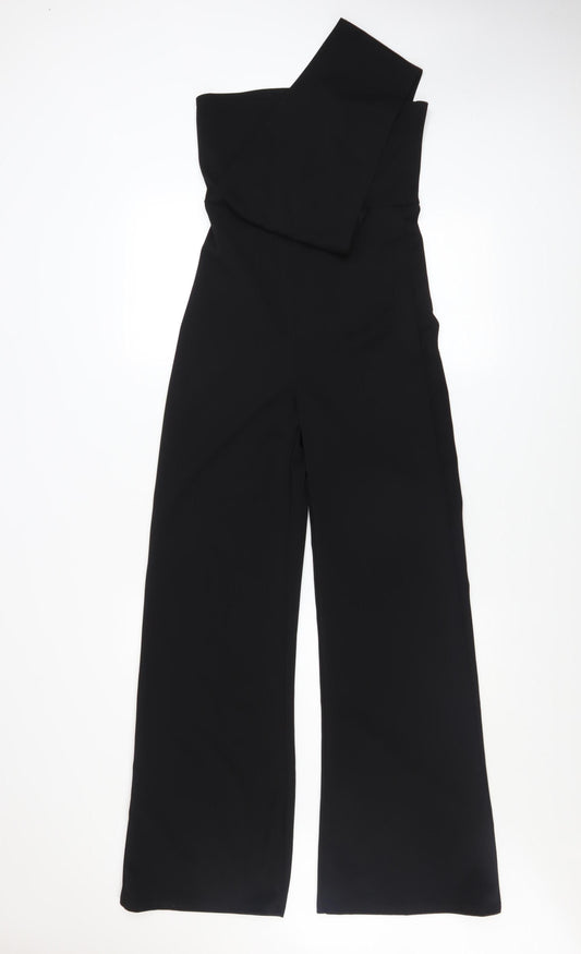 PrettyLittleThing Womens Black One Shoulder Jumpsuit Size 10