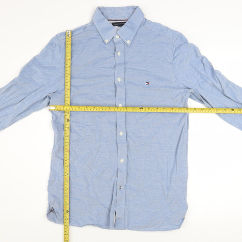 Tommy Hilfiger Men's Blue Button-Down Long Sleeve Cotton Shirt M
