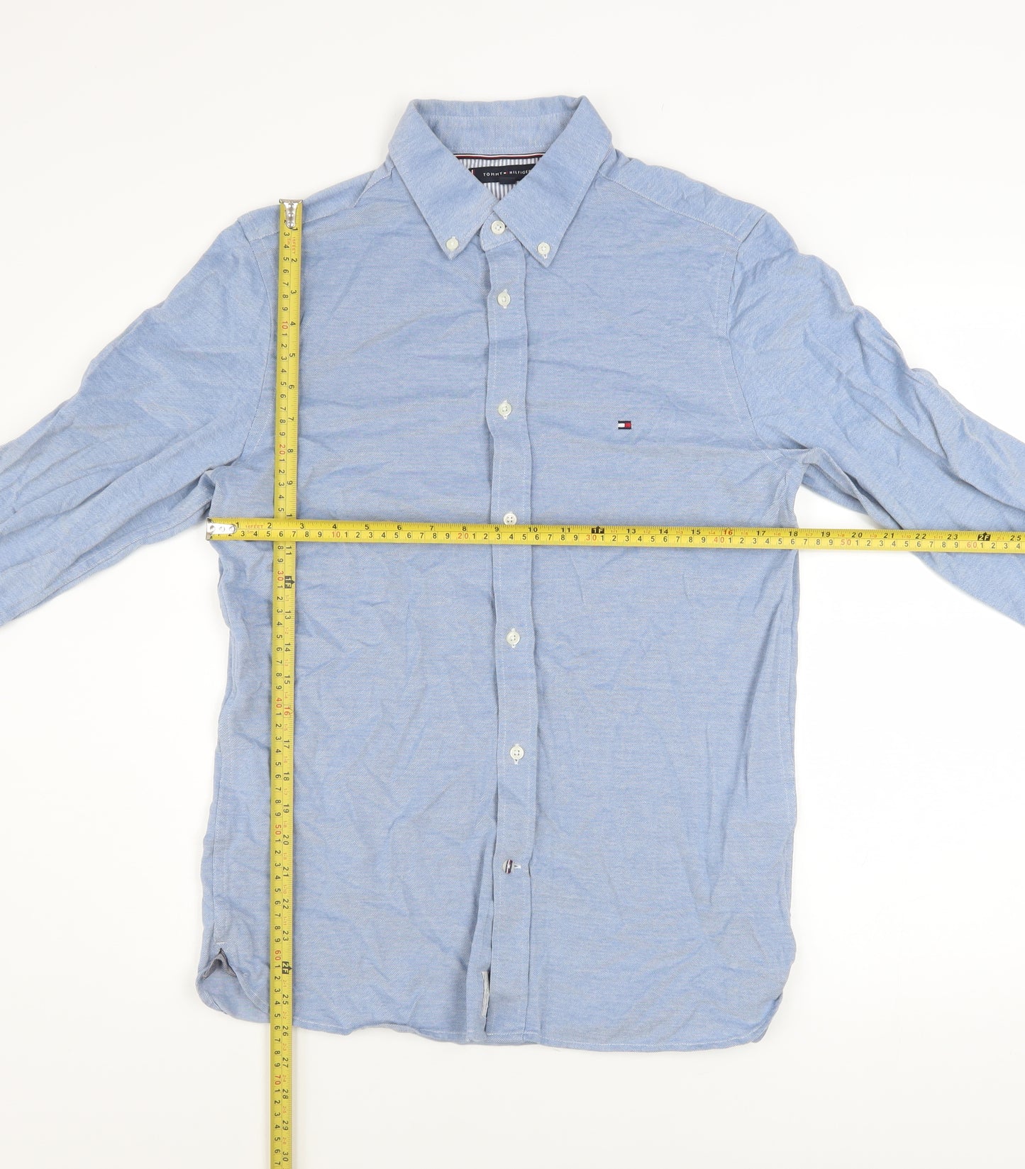 Tommy Hilfiger Men's Blue Button-Down Long Sleeve Cotton Shirt M