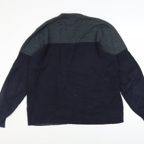 Diesel Men’s Blue Cotton Crew Neck Pullover Jumper Size L