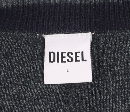 Diesel Men’s Blue Cotton Crew Neck Pullover Jumper Size L