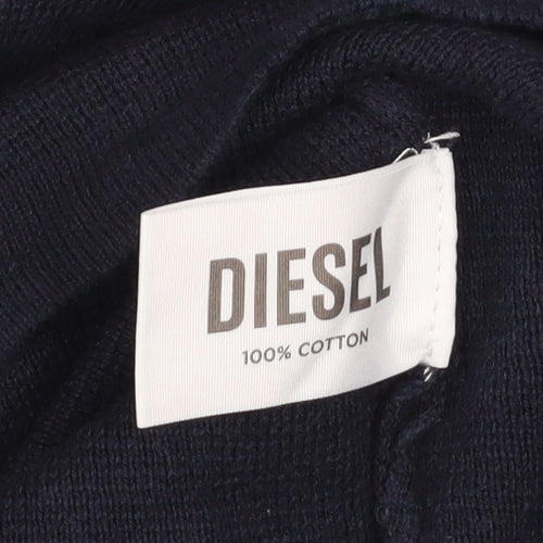 Diesel Men’s Blue Cotton Crew Neck Pullover Jumper Size L