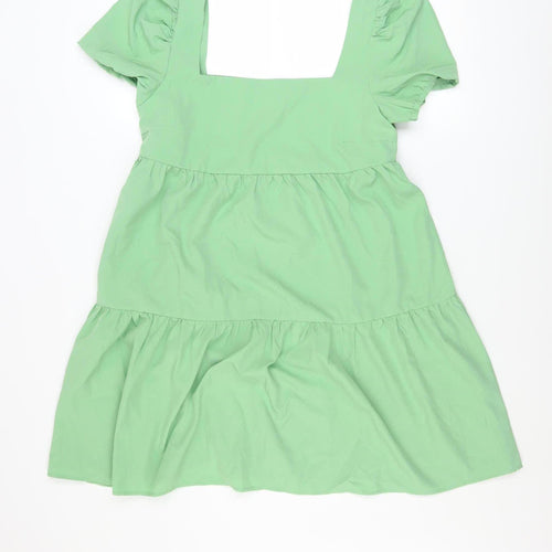 Urban Threads Women’s Green Short A-Line Puff Sleeve Dress Size 10
