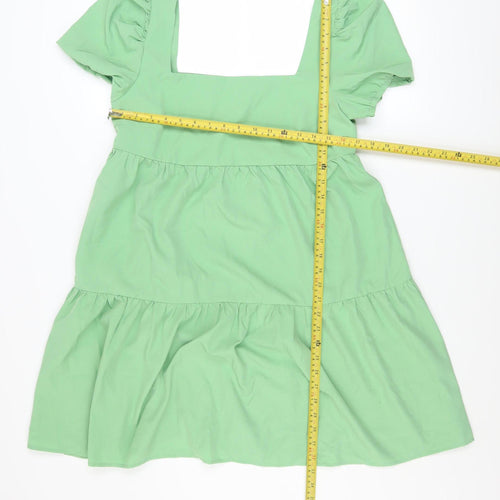 Urban Threads Women’s Green Short A-Line Puff Sleeve Dress Size 10