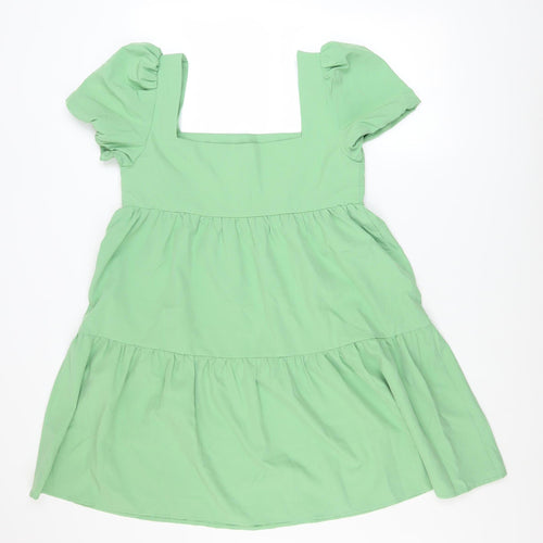 Urban Threads Women’s Green Short A-Line Puff Sleeve Dress Size 10