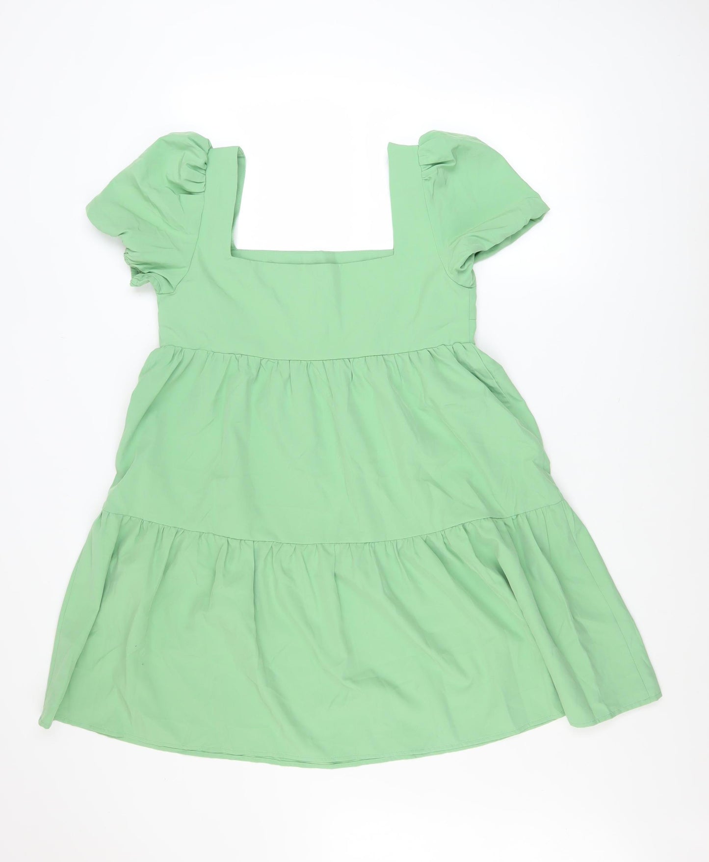Urban Threads Women’s Green Short A-Line Puff Sleeve Dress Size 10