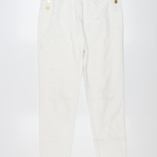 Oky's Women's White Chino Trousers Size 10 Slim Fit Cotton Stretch