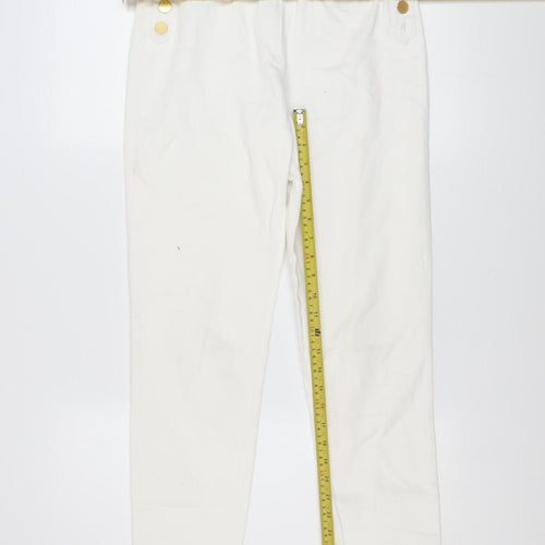 Oky's Women's White Chino Trousers Size 10 Slim Fit Cotton Stretch