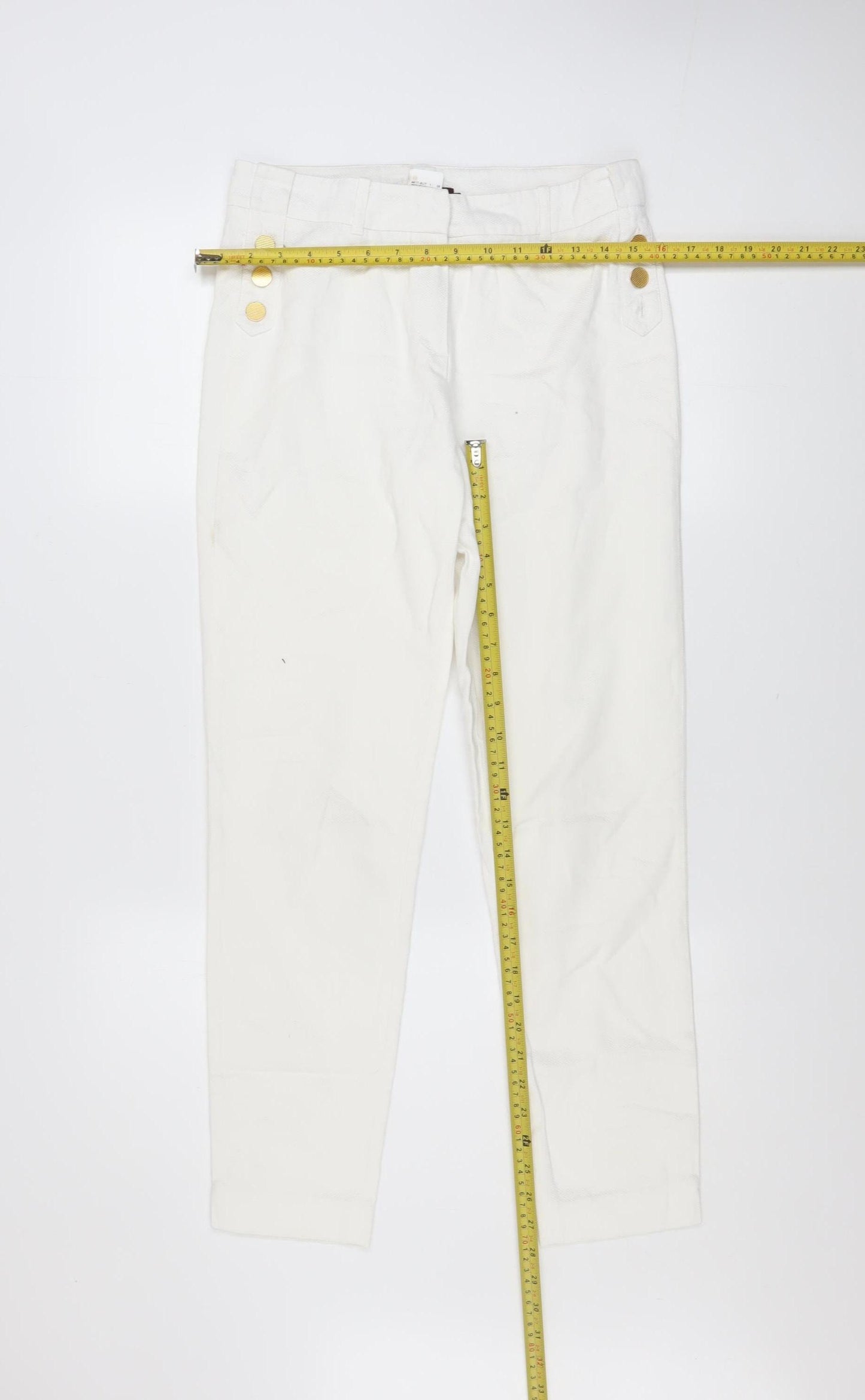 Oky's Women's White Chino Trousers Size 10 Slim Fit Cotton Stretch