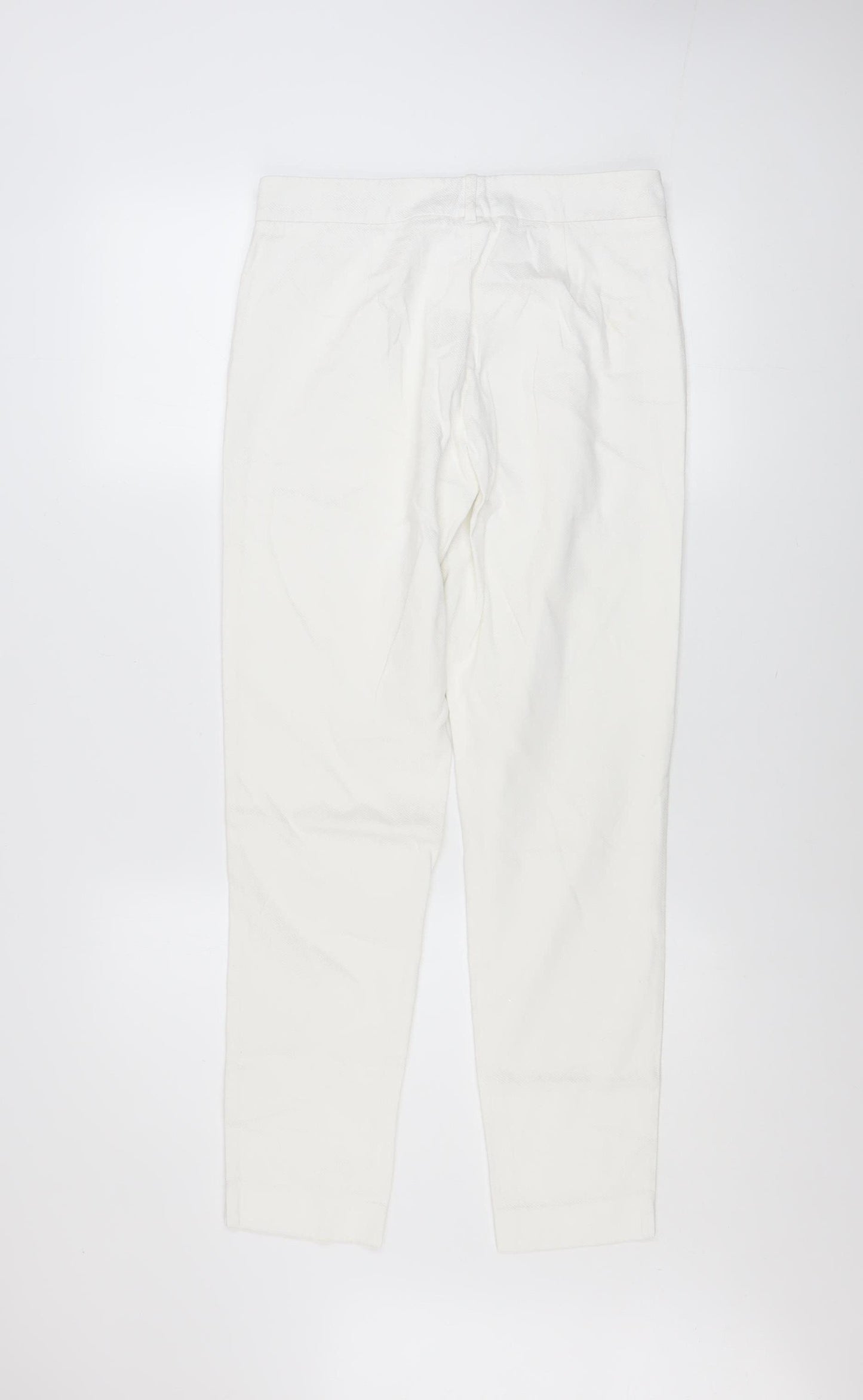 Oky's Women's White Chino Trousers Size 10 Slim Fit Cotton Stretch