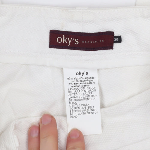 Oky's Women's White Chino Trousers Size 10 Slim Fit Cotton Stretch