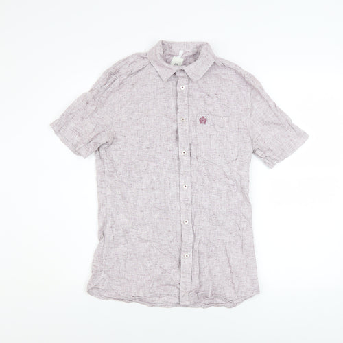 River Island Men’s Purple Short Sleeve Cotton Button-Up Shirt Size S