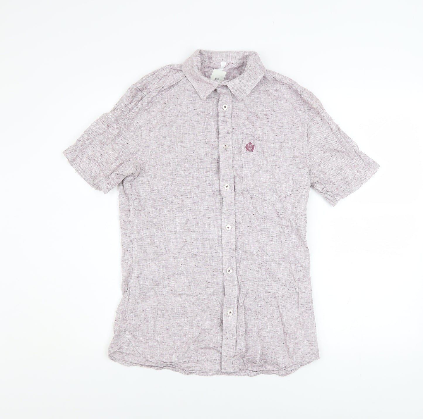River Island Men’s Purple Short Sleeve Cotton Button-Up Shirt Size S